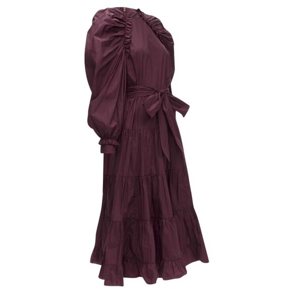 Ulla Johnson cotton bow belt balloon sleeves midi dress - Picture 3 of 6